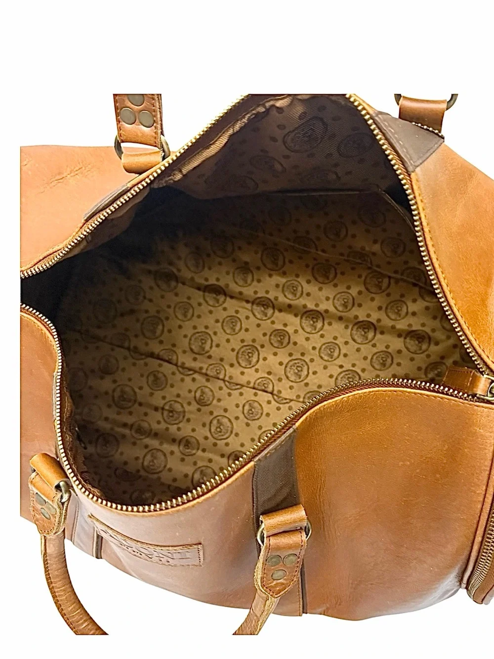 Adoni MMVLL Brown Leather Duffel Weekender Travel Bag 20x10x9 New